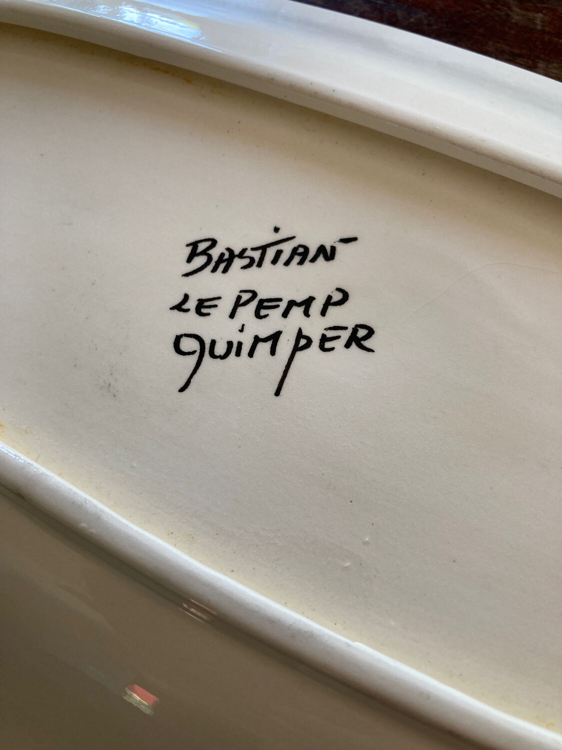 Obongue table dish decorative service 50s Quimper Le Pemp Bastian