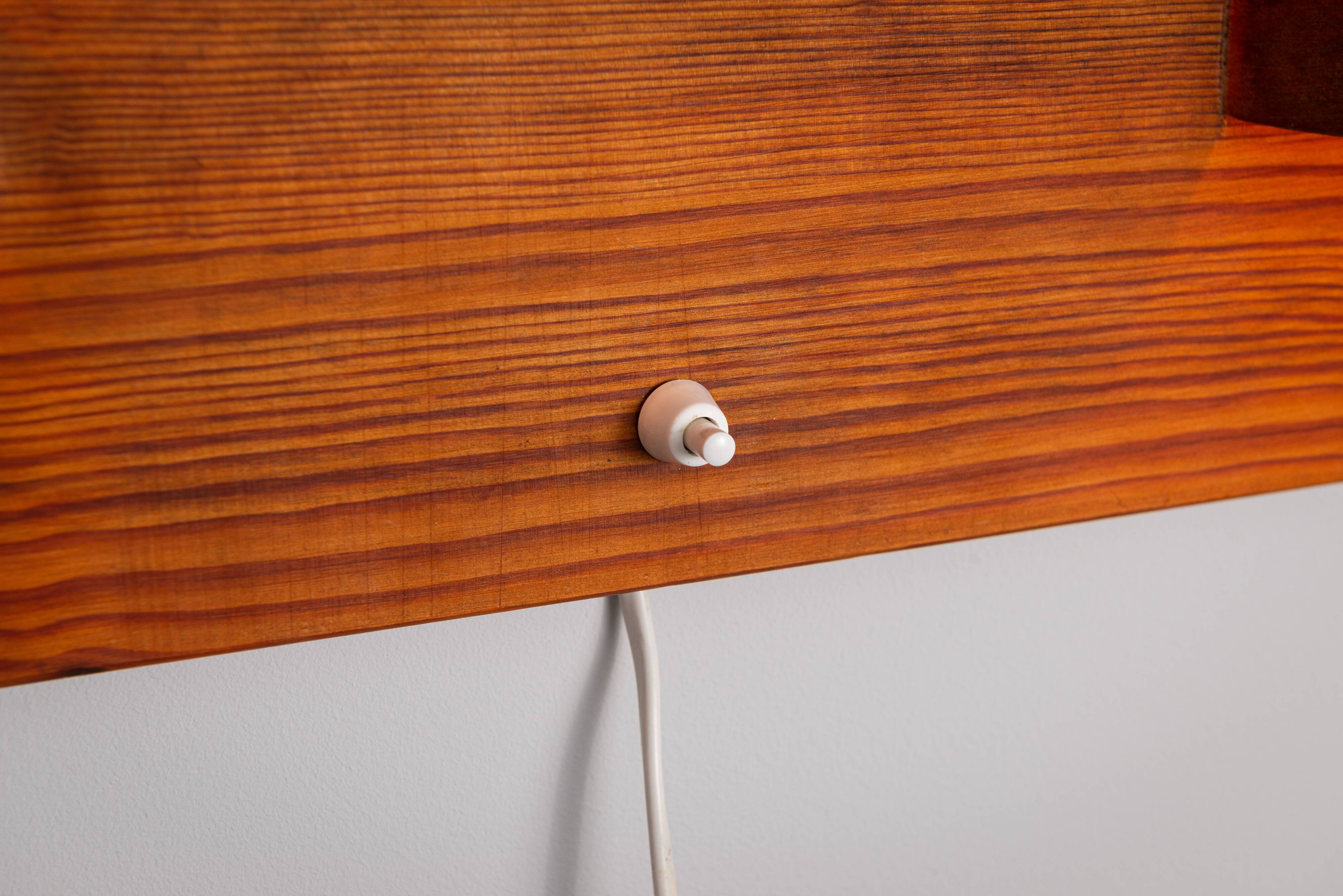 Rectangular pinewood wall lamp with bur wood veneer shades