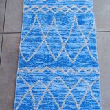 Recycled cotton handmade rug - Reversible - Blue