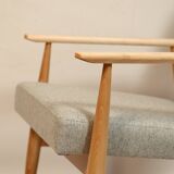 Fauteuil Vintage Gris Clair Design Scandinave Revêtement Laine