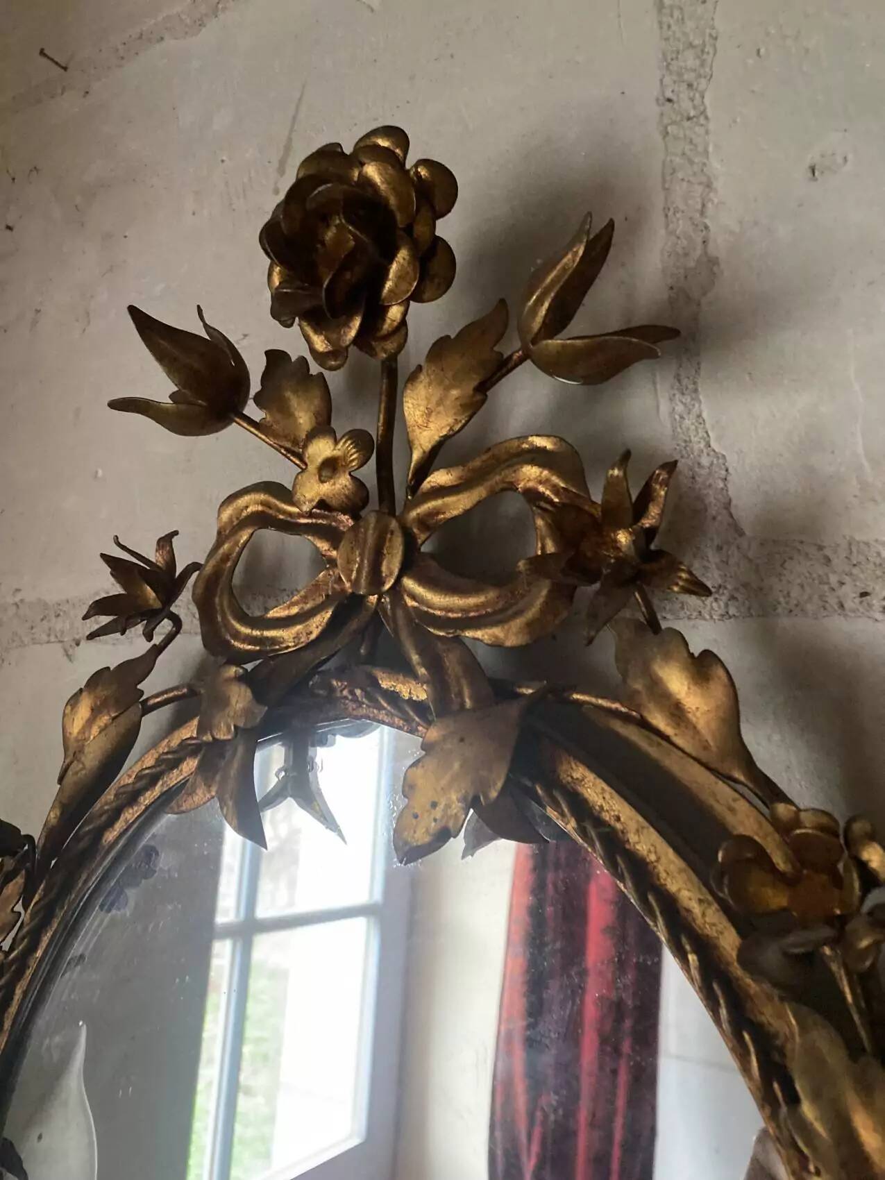 Miroir italien Hollywood Regency, années 50