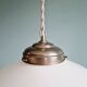 Art Deco pendant light in white opaline glass, conical, 1920s-30s