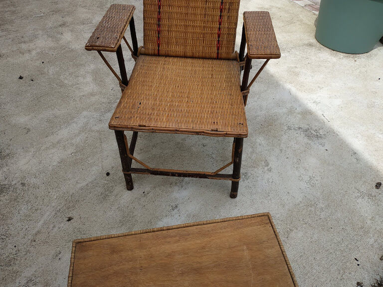 Old rattan armchair