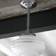 Art Deco pendant light, chrome metal suspension and glass globe, ceiling lamp.