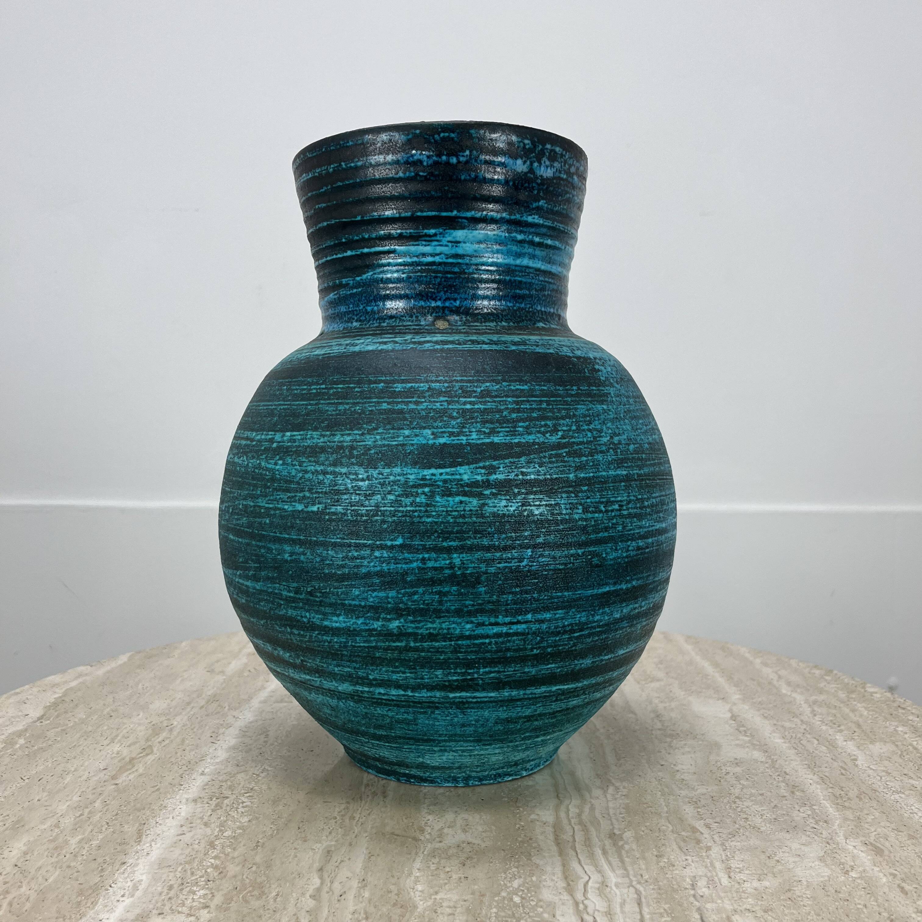 Accolay vase, blue Gallic ceramic, 1960s
