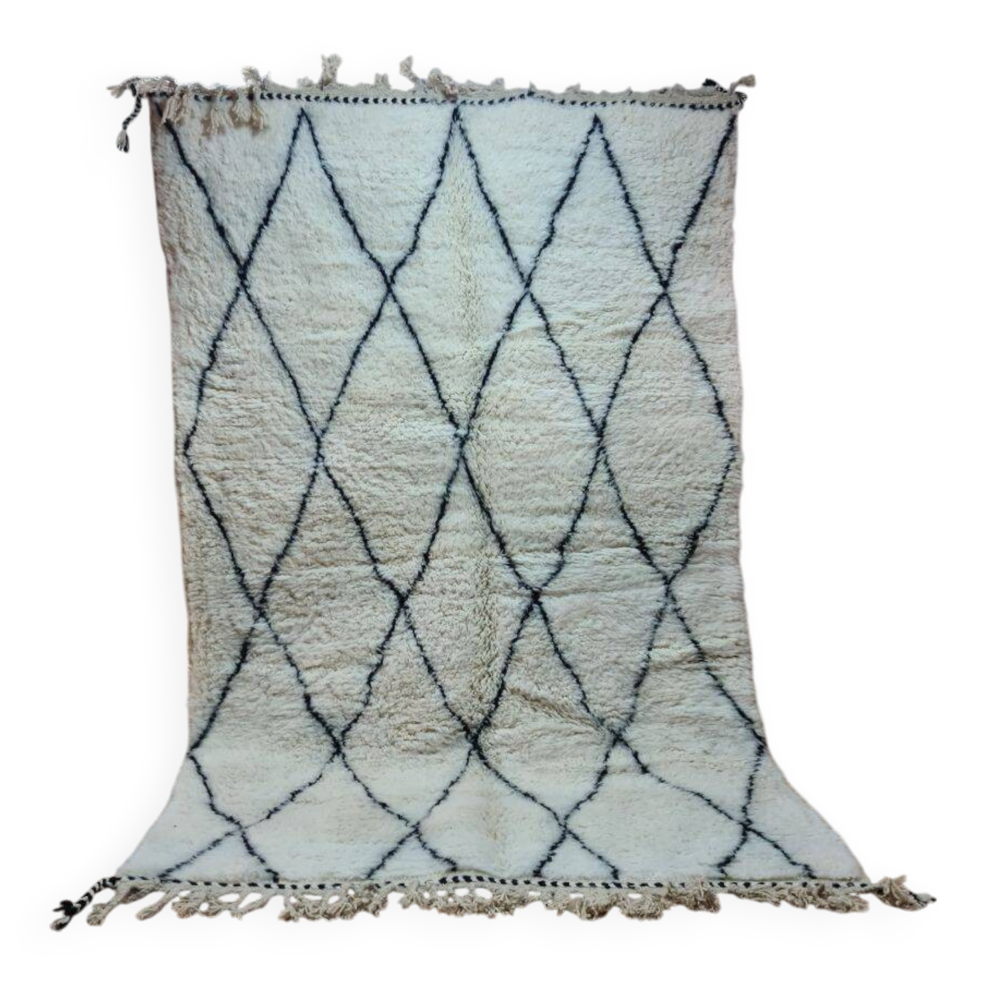 Berber Rug 250x150 cm - Black and White Diamond Pattern