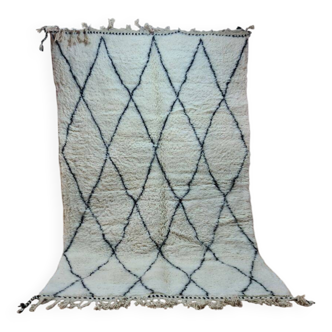 Tapis Berbère 250x150 cm - Motifs Diamantés Noir et Blanc