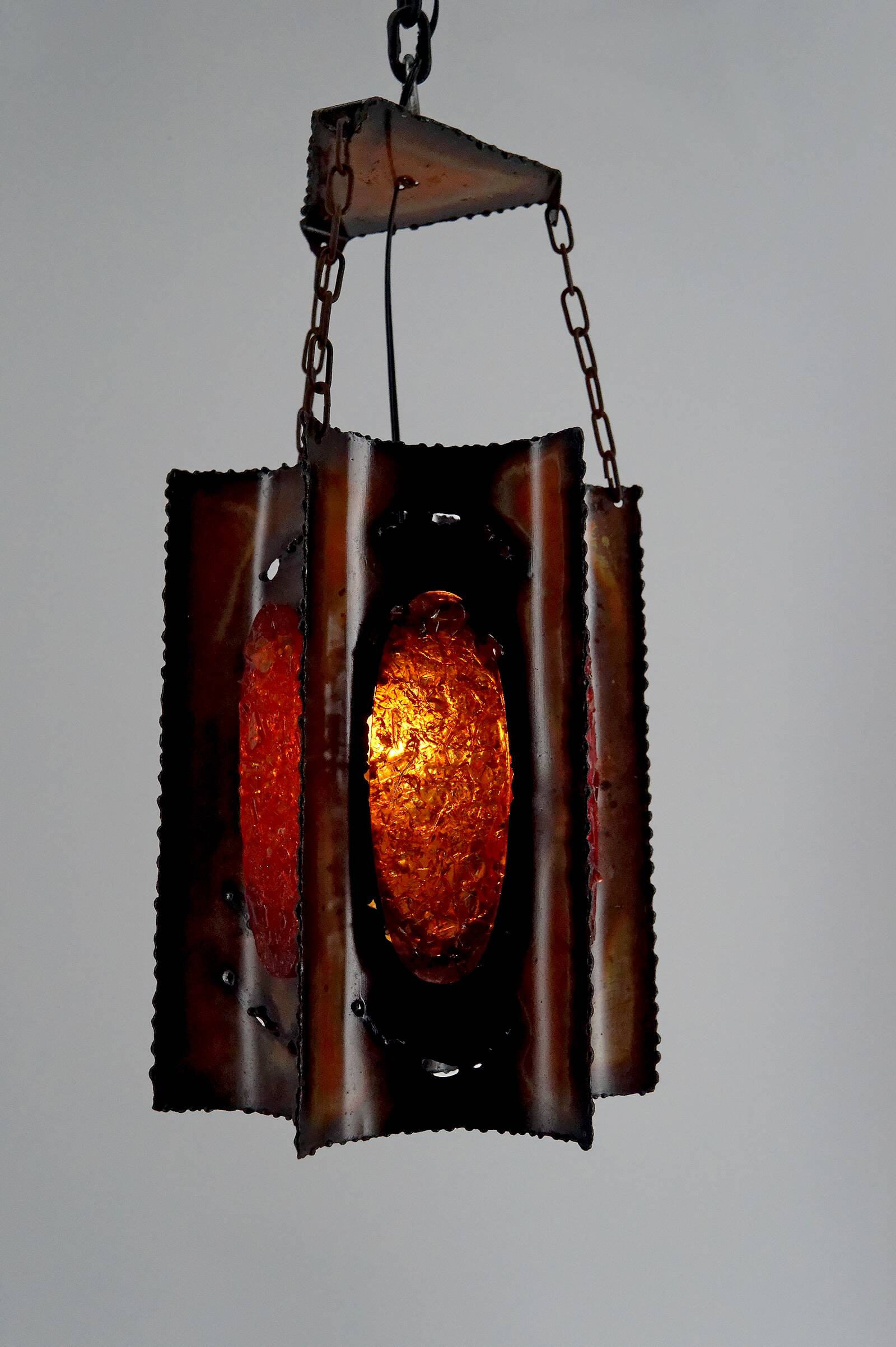 Suspension, Potiers d'Accolay, Patinated Copper and Fractal Resin, Circa 1970