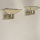 Pair of vintage wall lights, cream white and brass, Italy 1970s