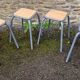 4 wooden and metal stools