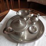 Shiny pewter tea set