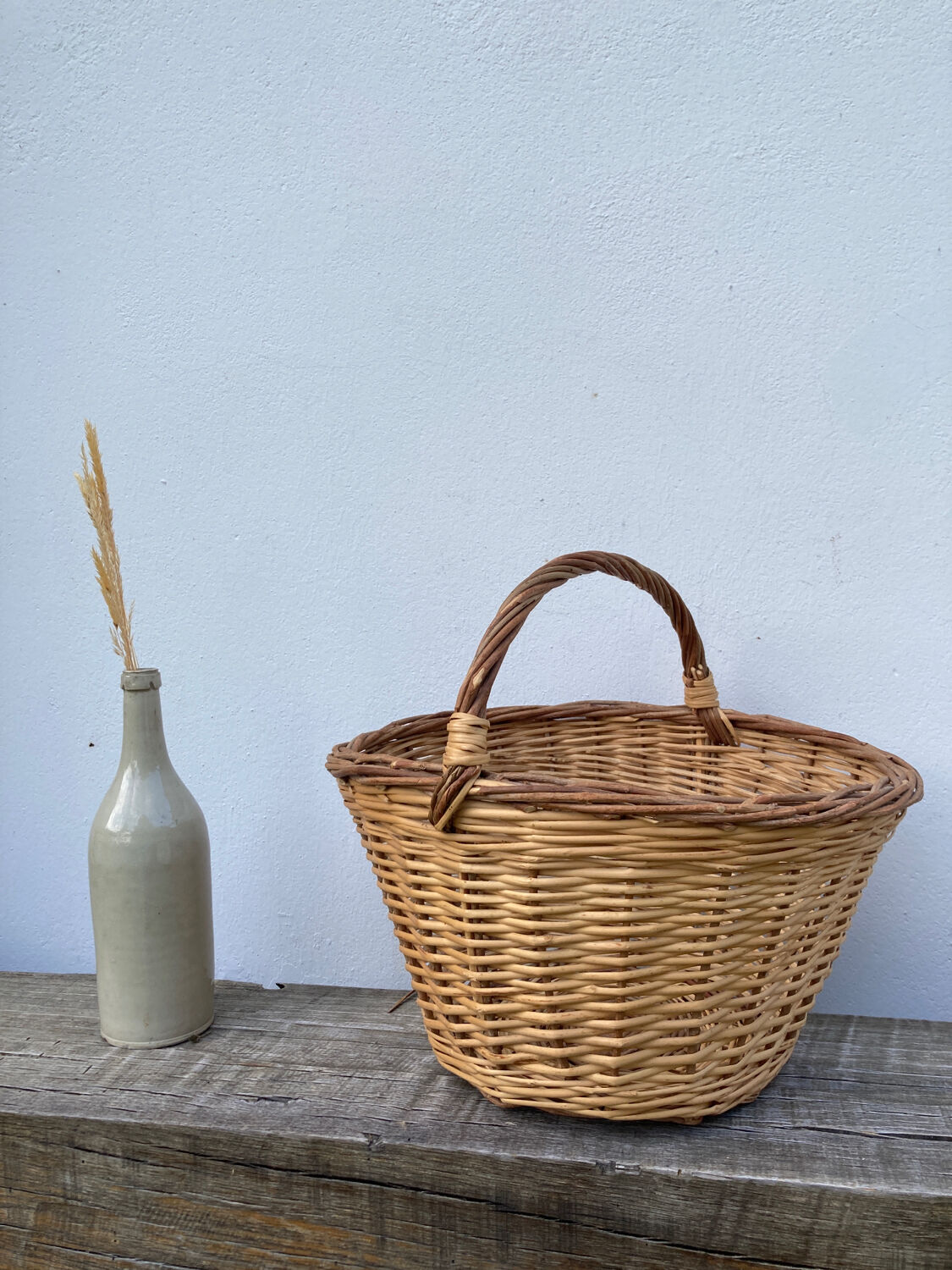 Old woven wicker basket