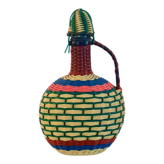 Vintage Multicolored Scoubidou Glass Bottle
