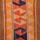6x6 Orange & Brown Circle Striped Pattern Kilim Area Rug, 183x183Cm