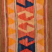 6x6 Orange & Brown Circle Striped Pattern Kilim Area Rug, 183x183Cm