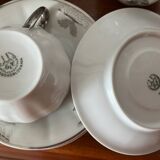 Service à café ou à thé schlaggenwald blanc imprimé argenté