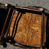 Set of 4 Louis XV straw chairs – solid wood – curved backrest