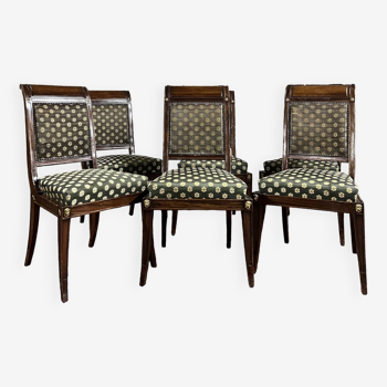 Suite of six empire style mahogany chairs stamped from maison gouffé in paris