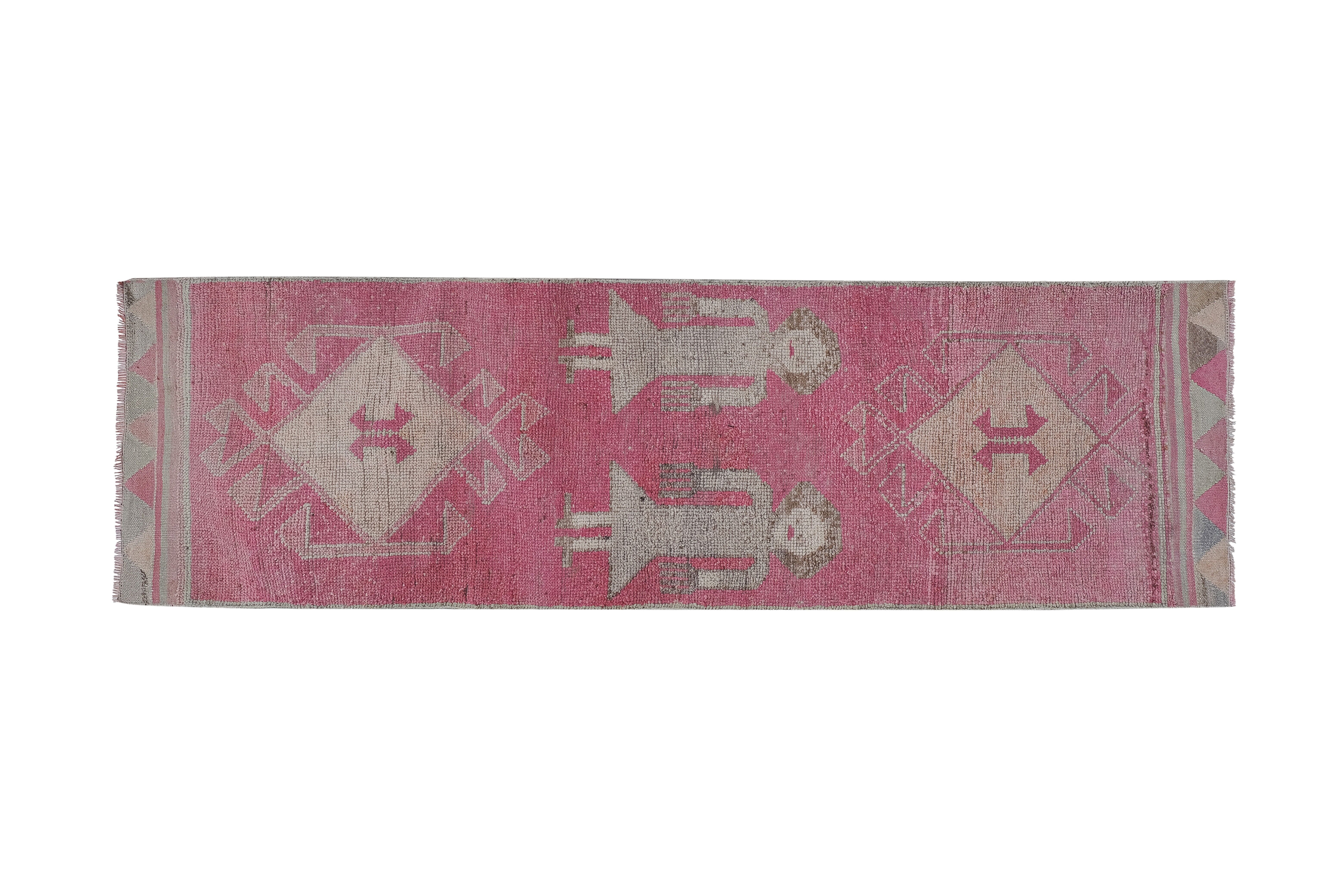 Vintage Turkish rug from Oushak, hand-woven 96x318 cm