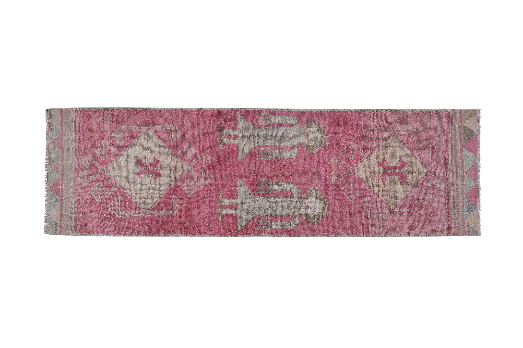 Vintage Turkish rug from Oushak, hand-woven 96x318 cm