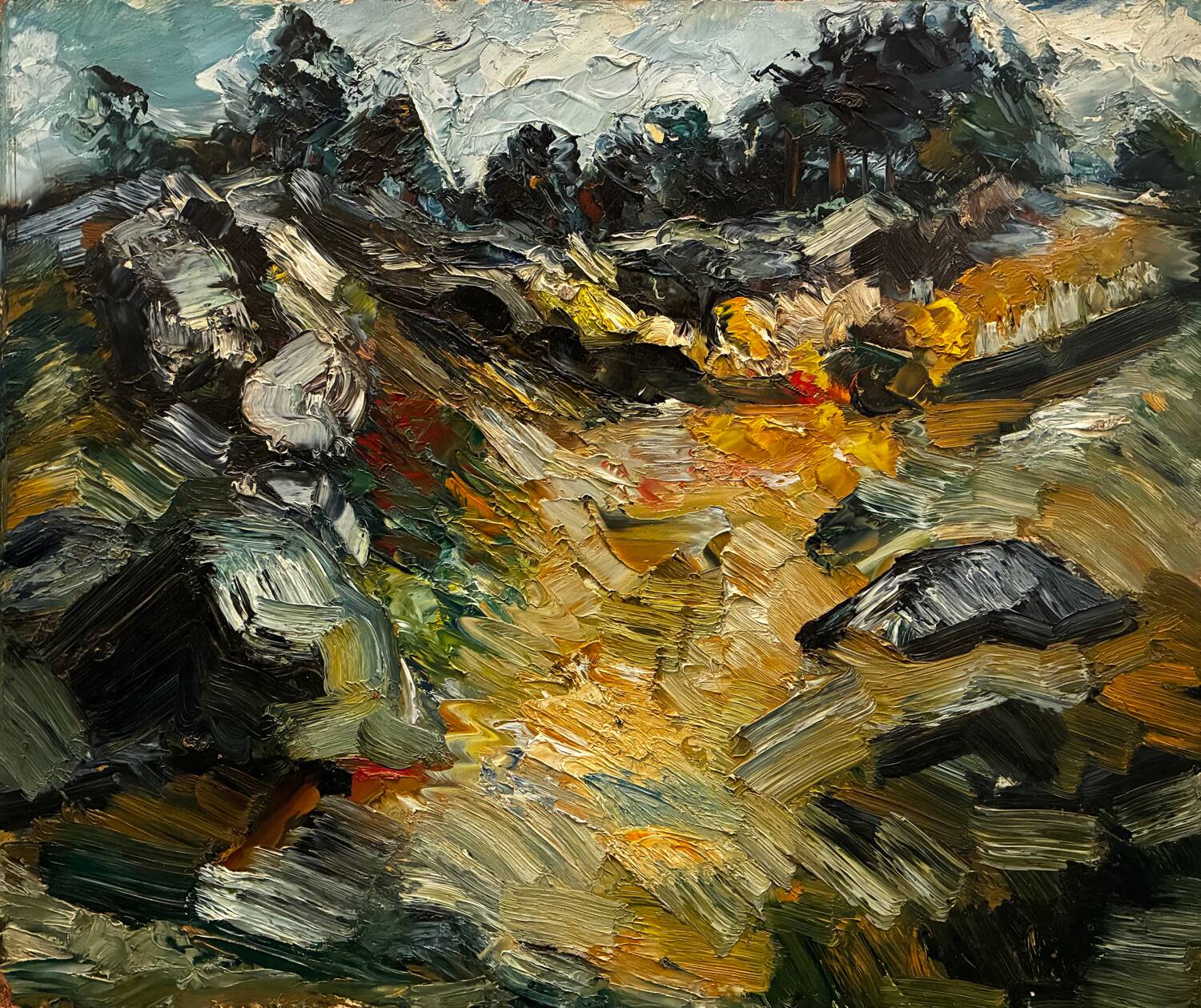 Tableau paysage Barbizon 1964