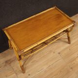 Table basse design en bambou et bois tressé des années 70