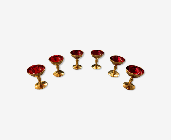 Verres à pieds Murano, dorés et travaillés