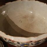 Antique French Faience Lidded Bowl Tureen Hand Painted with Flowers and Insects