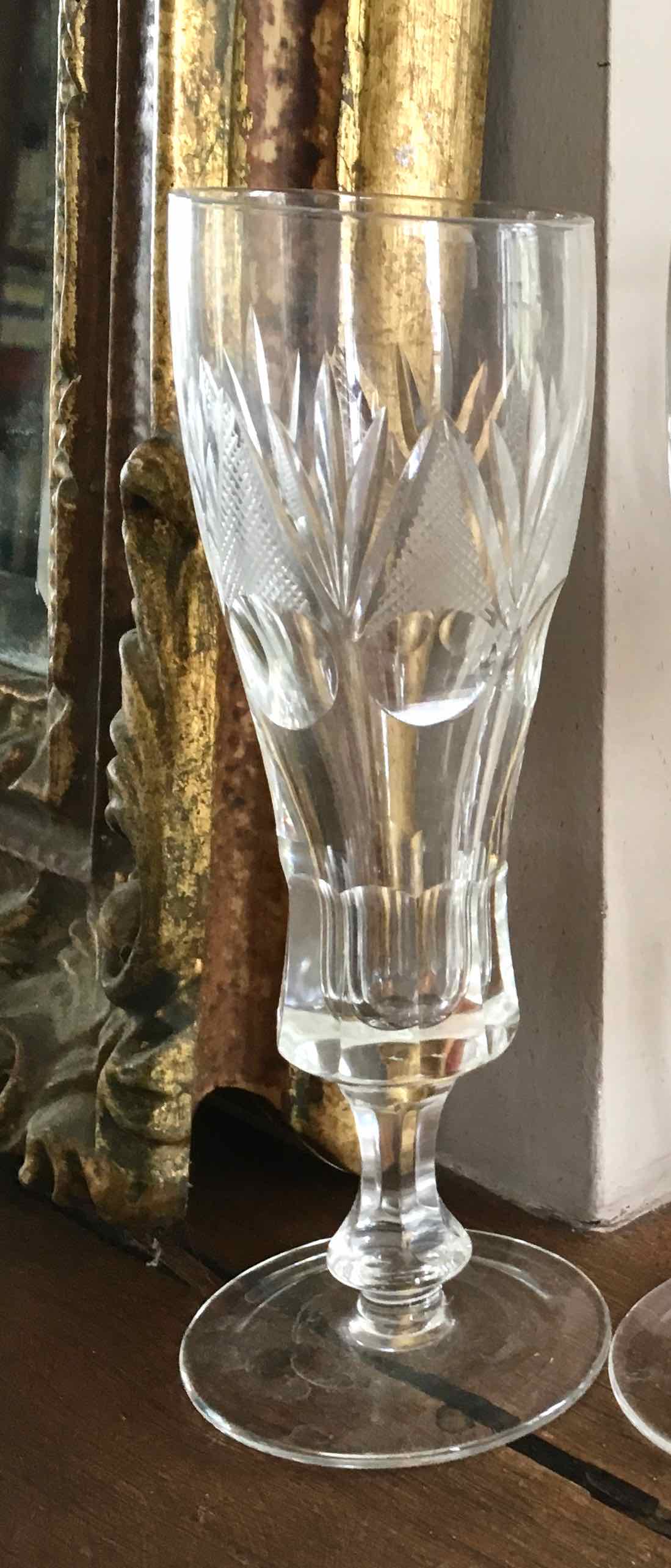 10 Bohemian flutes cut crystal