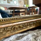Miroir trumeau ancien de cheminée en bois doré 125x80