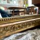 Antique gilded wood fireplace trumeau mirror 125x80