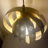 'Moon' pendant lamp, in brass and glass strips, 1970s