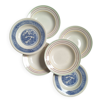 6 Assiettes creuses vintage