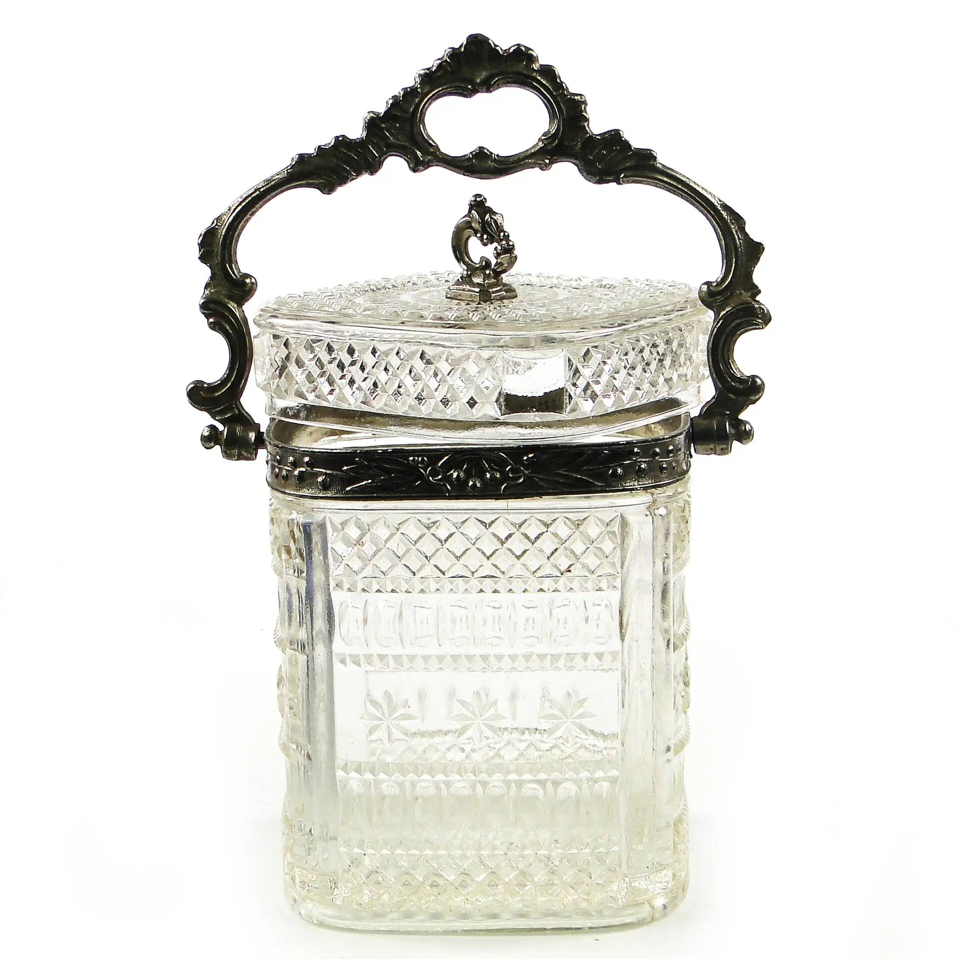 Boîte à thé, rococo, verre pressé, étain, France, début du XXe siècle