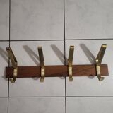 Scandinavian design coat hook in teak and gold aluminum