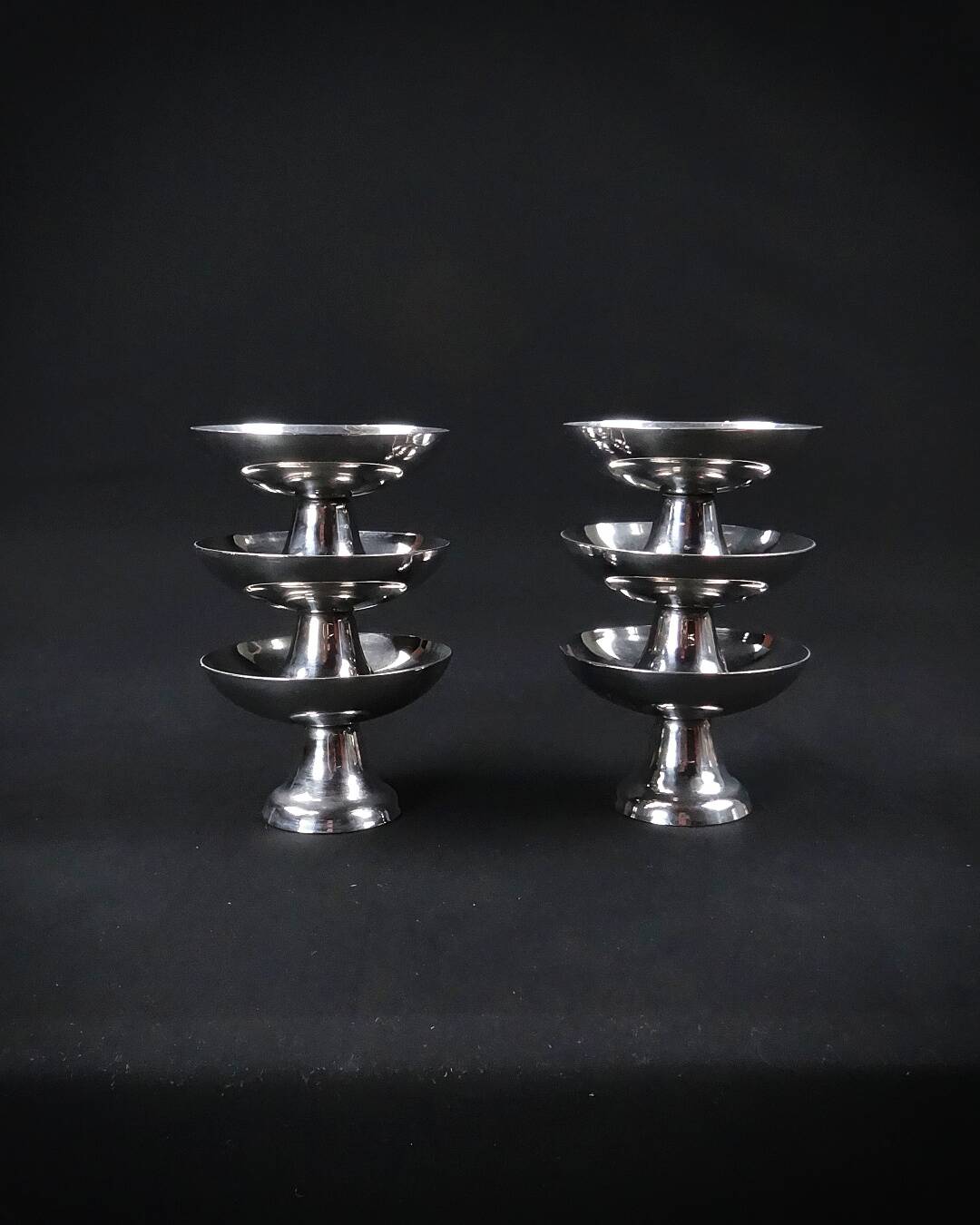 6 stainless steel ice cream bowls on foot stainless steel dessert service