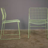 6 metal chairs, painted in teal
