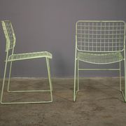 6 metal chairs, painted in teal