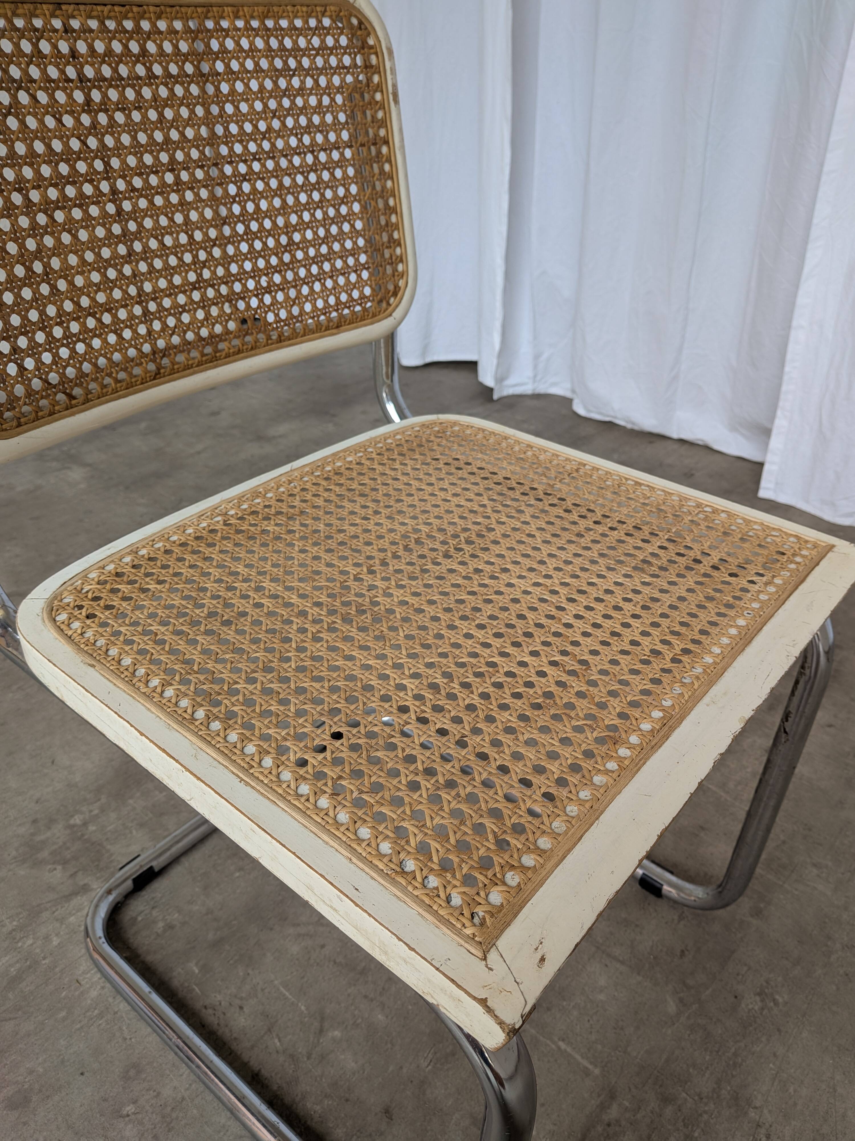 Vintage Cesca Chair: 1970s Marcel Breuer Chrome Cane Chair