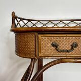 Coiffeuse vintage rotin cannage