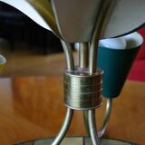 Vintage tri-color chandelier in lacquered steel and brass
