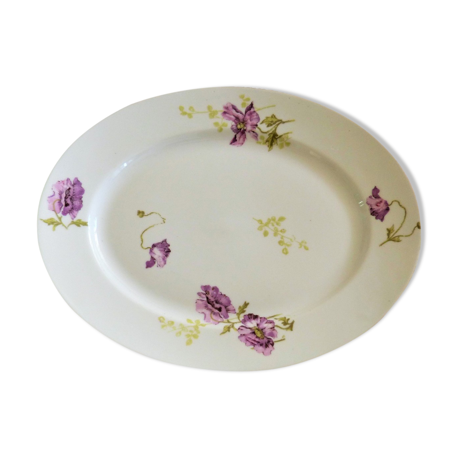 Large flat Limoges B&Cie old floral decor