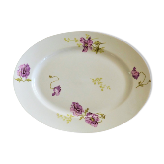 Large flat Limoges B&Cie old floral decor