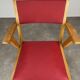 1950s bridge armchair, wood and red imitation leather
