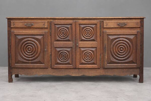 Buffet ou enfilade dans le style Dudouyt, meuble en bois de chêne massif