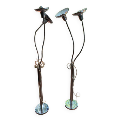Lampe sur pied, deux bras, modulable dans le style Pierre folie