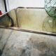 Vintage chrome metal coffee table and smoked glass tray, 70s