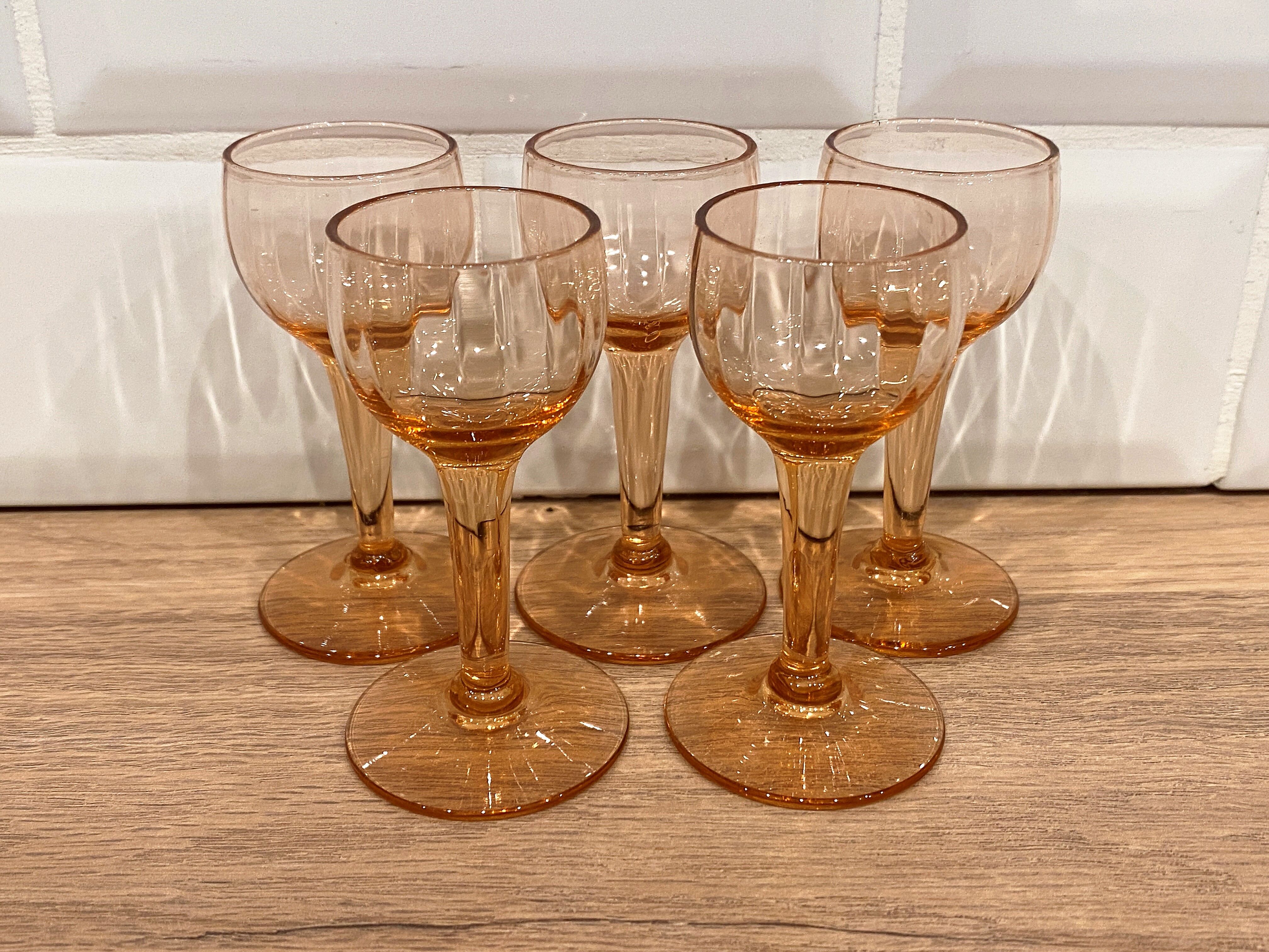 Set of 5 pink liquor glasses