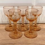 Set of 5 pink liquor glasses