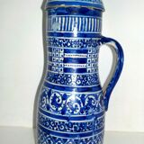 Water pot "GHORRAF" with blue geometric decoration earthenware of Fez Morocco - XlXè